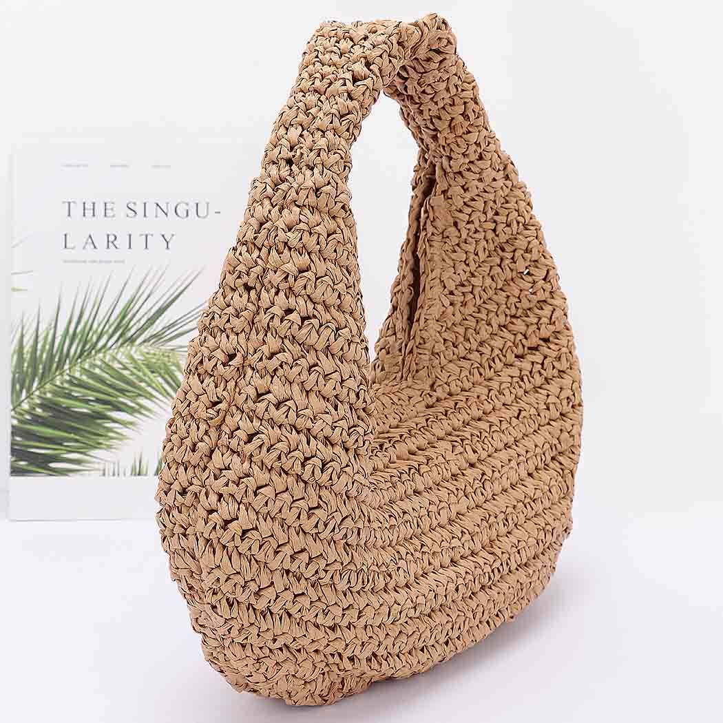 Faux Straw Braided Bindle Bag