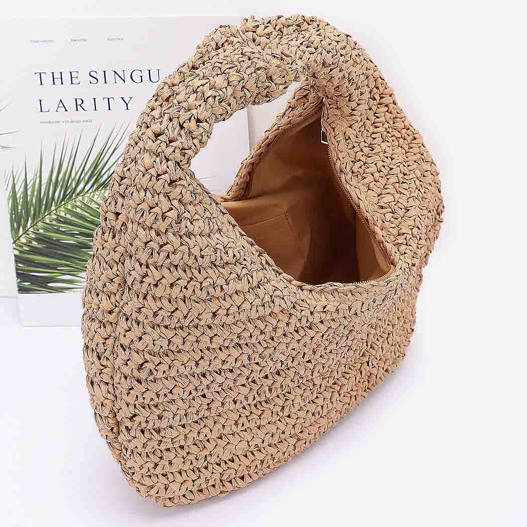 Faux Straw Braided Bindle Bag