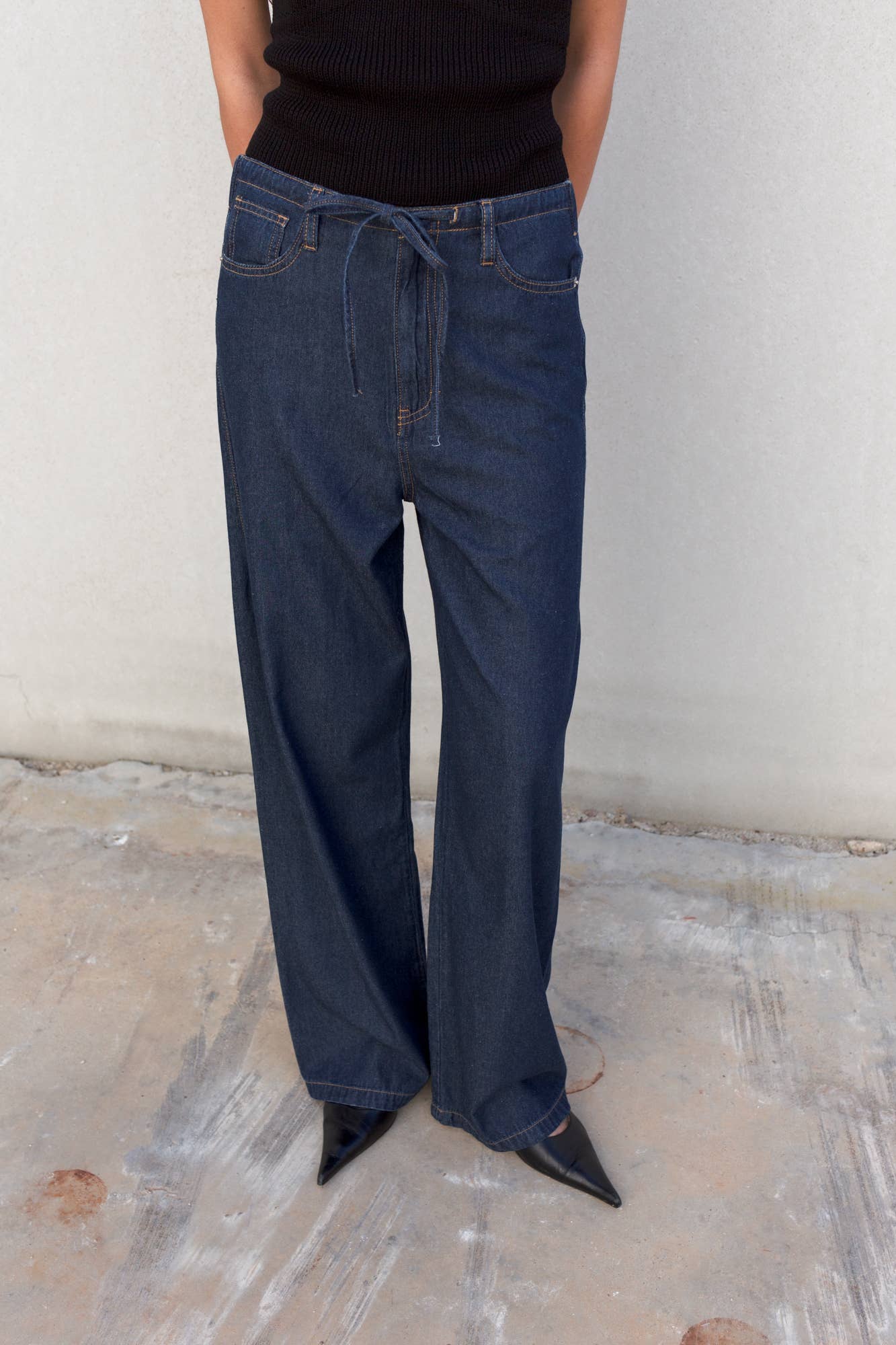 FLUID TROUSERS WITH DENIM EFFECT