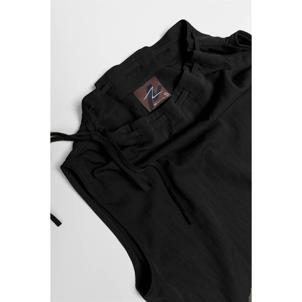 Cinched Mock Neck Sleeveless Top