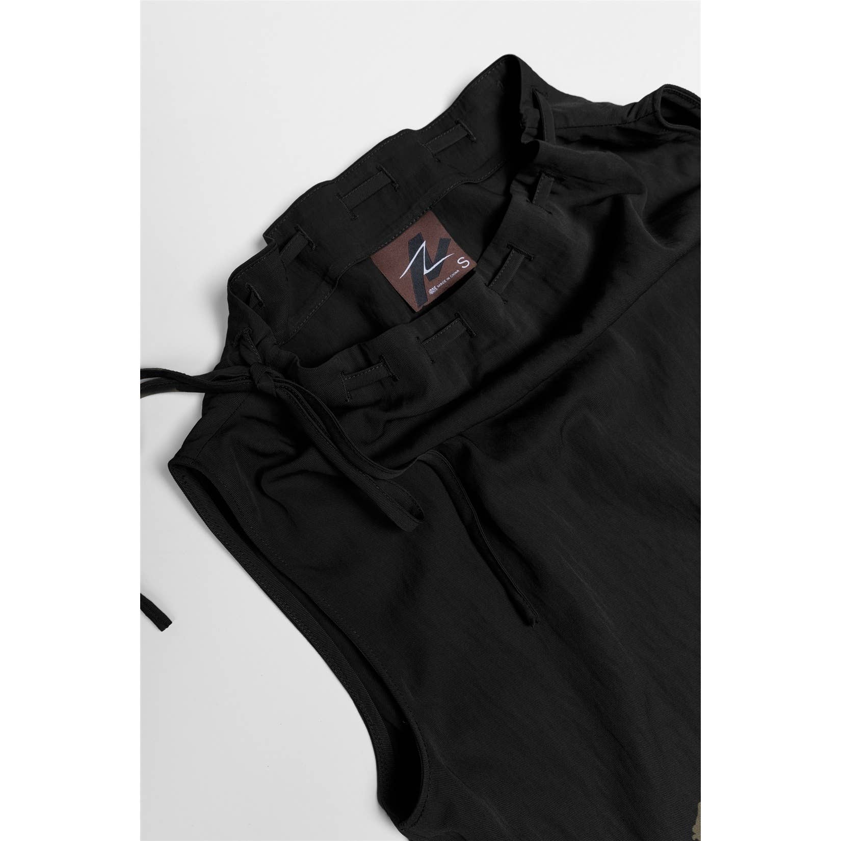 Cinched Mock Neck Sleeveless Top