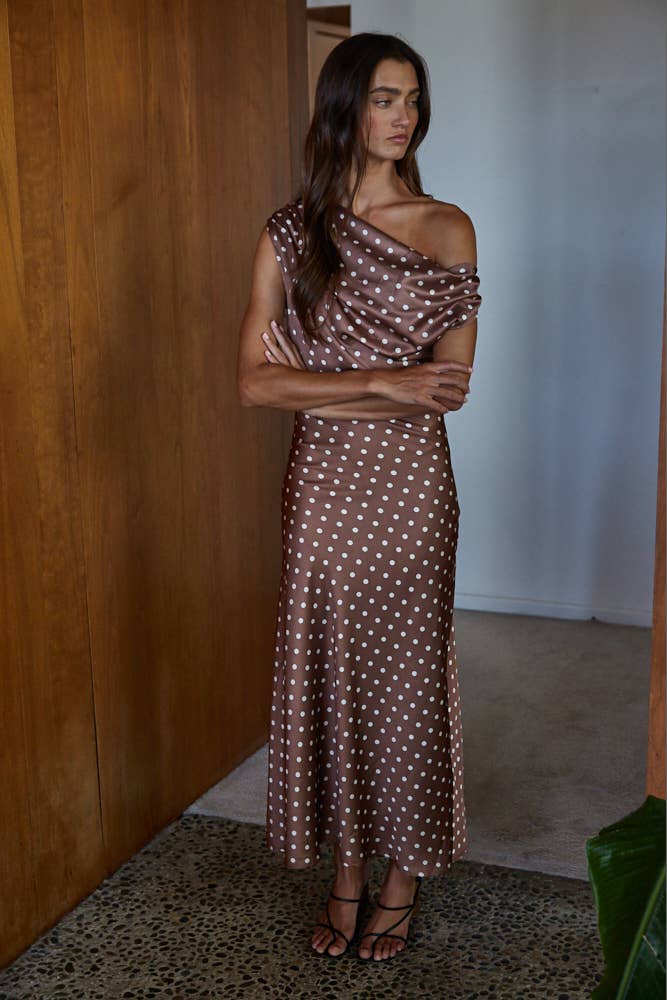 Satin Polka Dot Maxi Dress