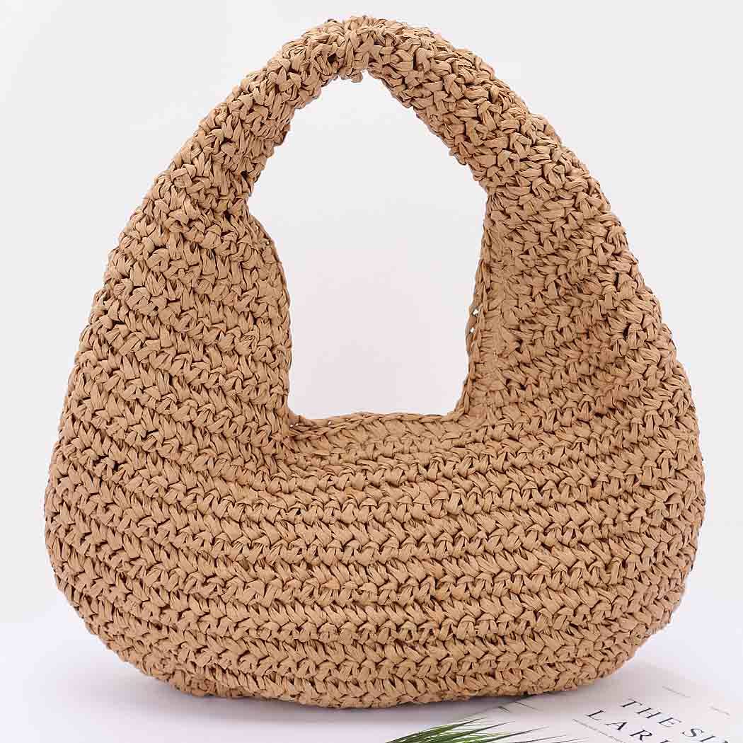 Faux Straw Braided Bindle Bag