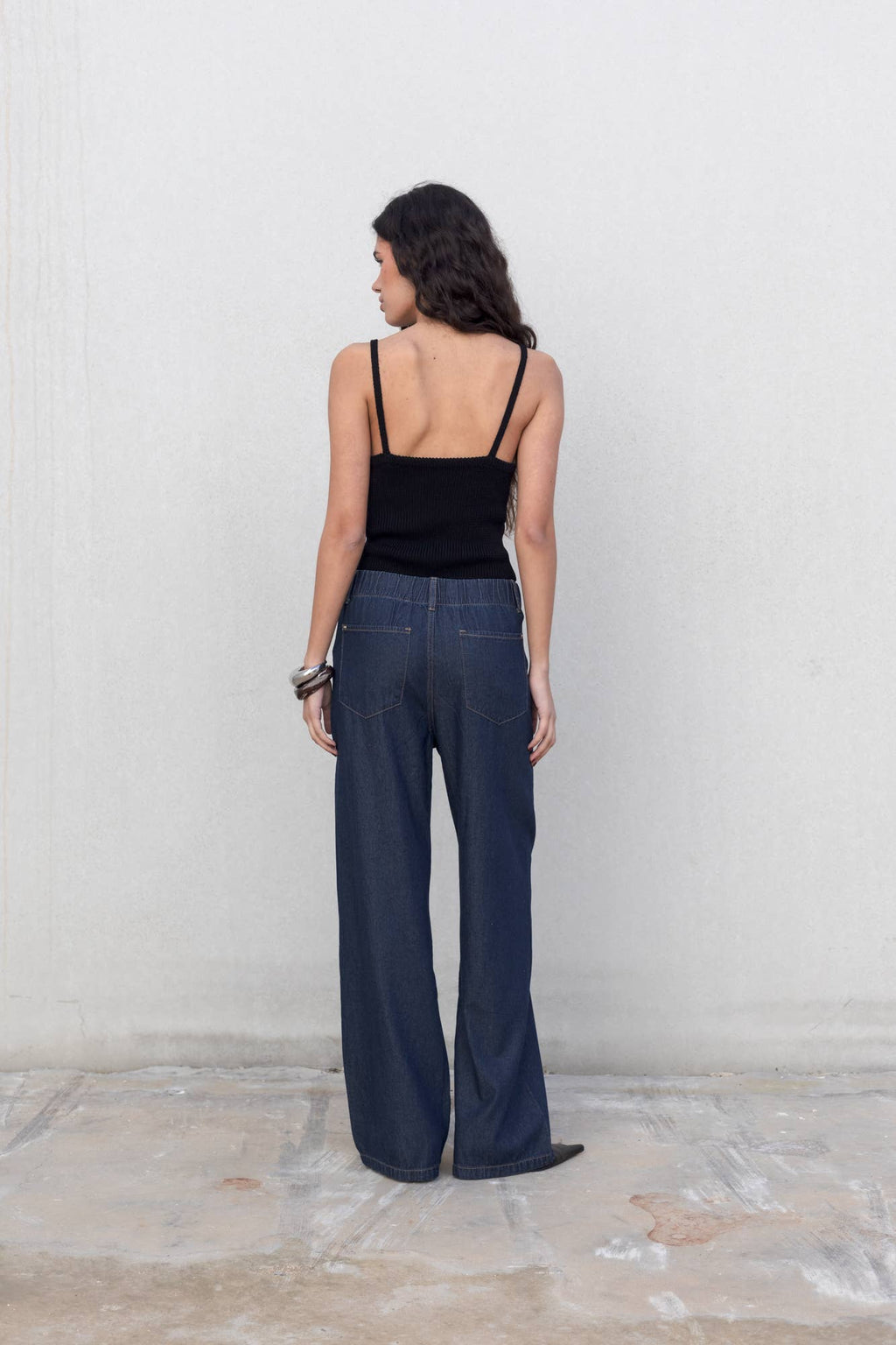 FLUID TROUSERS WITH DENIM EFFECT