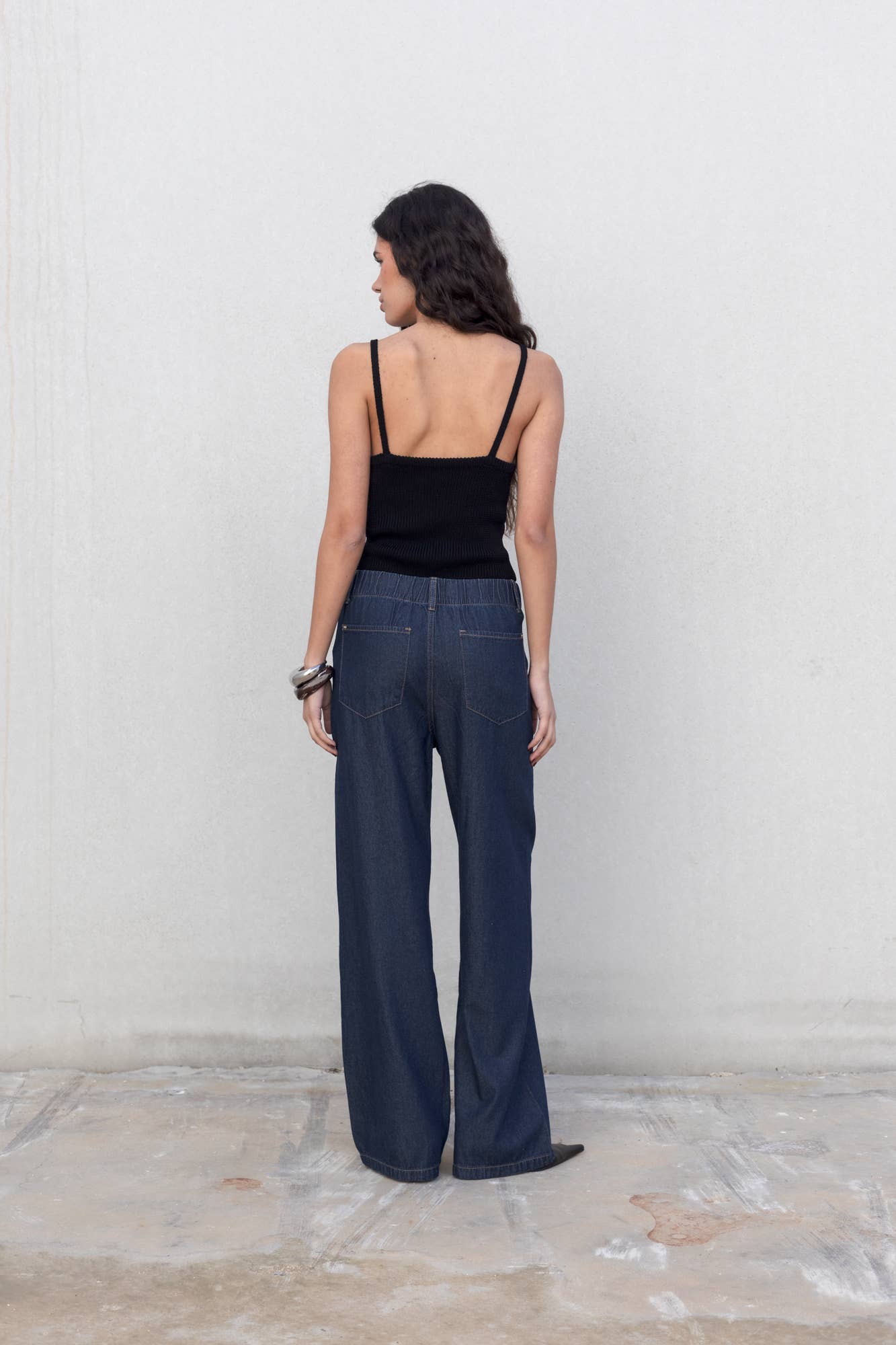 FLUID TROUSERS WITH DENIM EFFECT