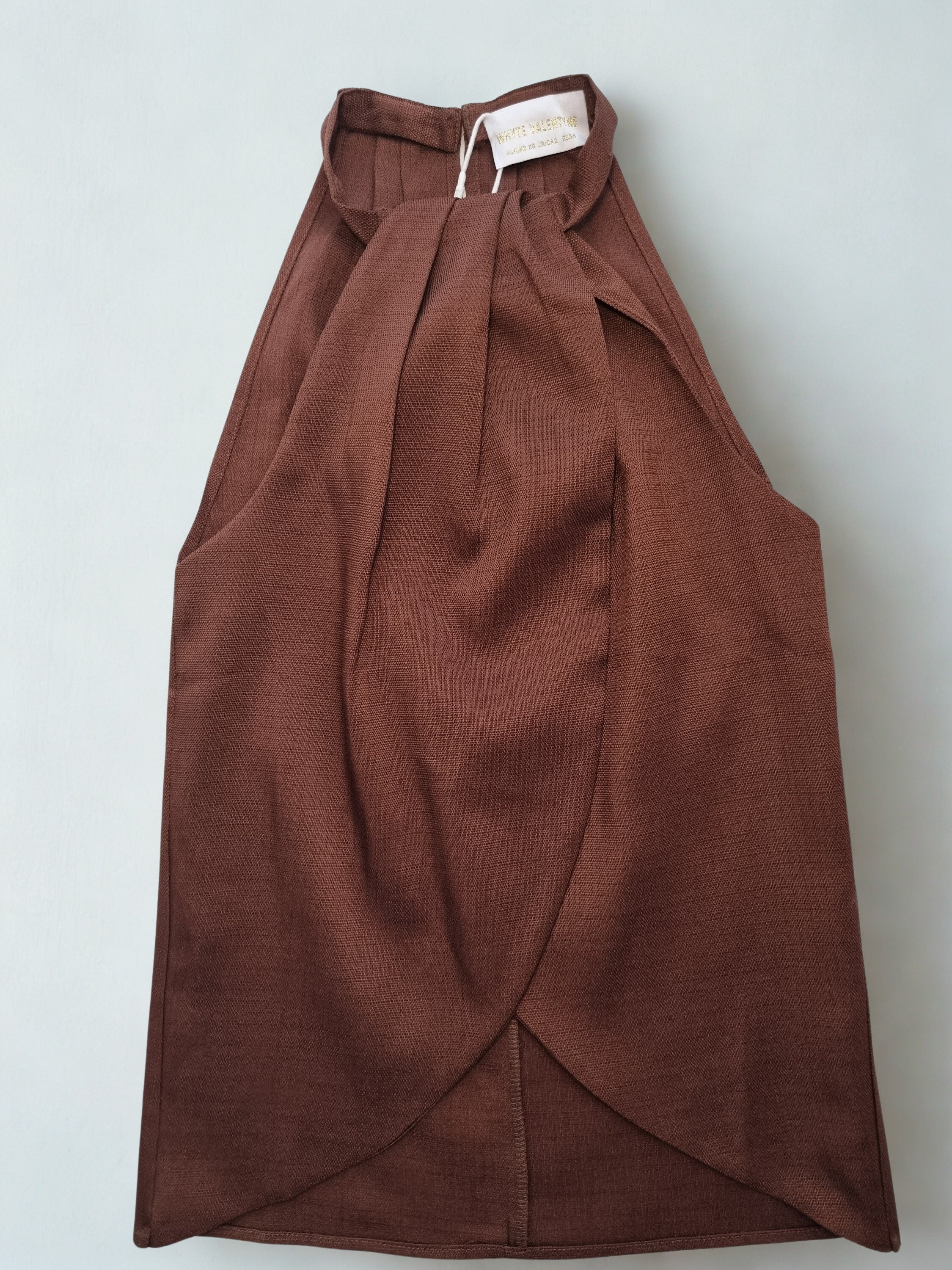 Linen Detail Neckline Sleeveless Top