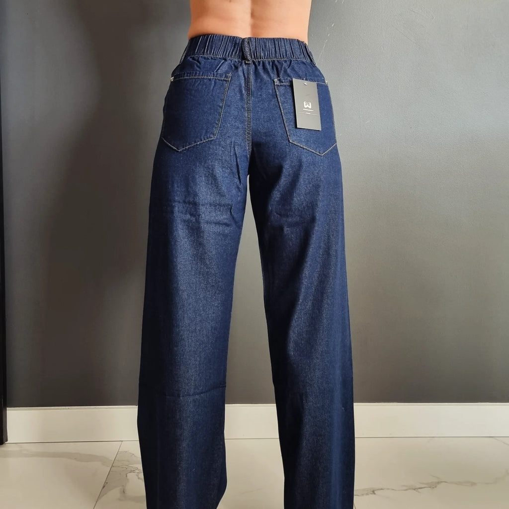 FLUID TROUSERS WITH DENIM EFFECT