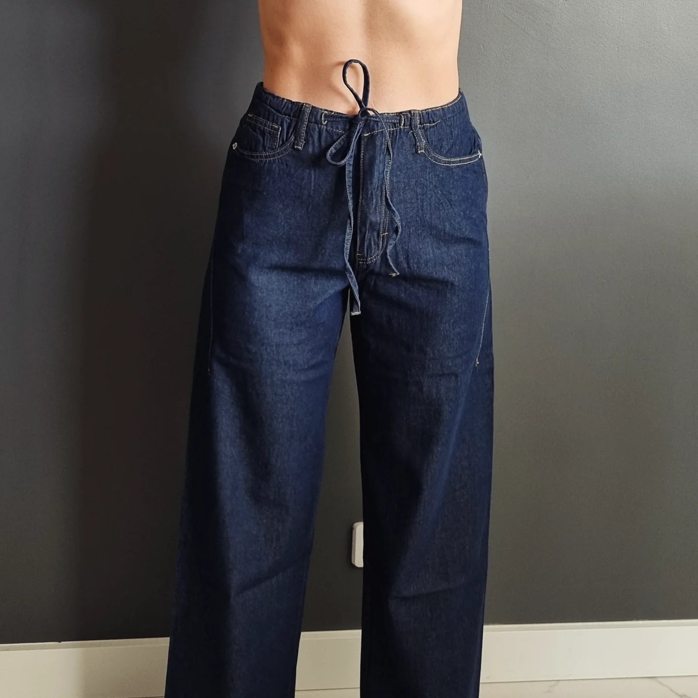 FLUID TROUSERS WITH DENIM EFFECT